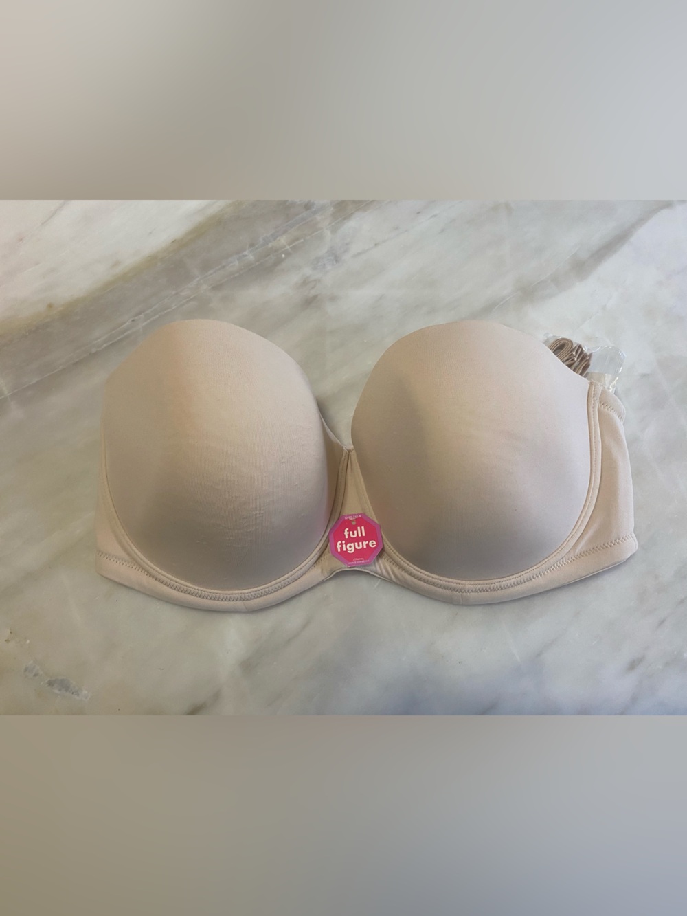 NEW delicates 40DD Full Figure Strapless T-Shirt Bra Nude removable straps